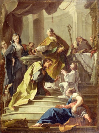 San Prosdocio bautizando a San Daniel (óleo sobre lienzo) de Giovanni Battista Pittoni