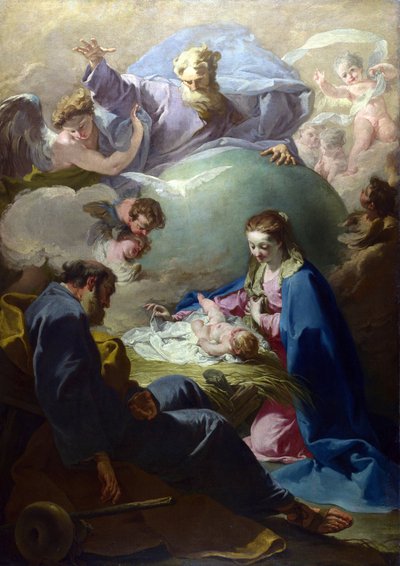 La Natividad con Dios Padre y el Espíritu Santo, c.1740 de Giovanni Battista Pittoni