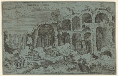 Tercera vista del Coliseo en Roma de Giovanni Battista Pittoni, after Hieronymus Cock