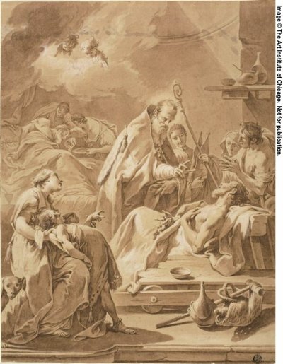San Gilberto visita a los enfermos de Giovanni Battista Pittoni the Younger