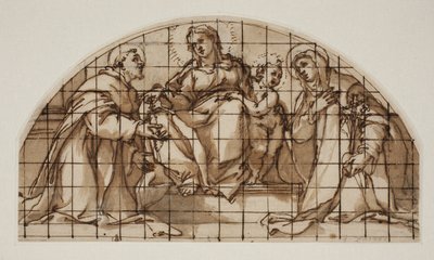 Luneta con la Virgen y el Niño con San Francisco de Asís y Santa Catalina de Siena de Giovanni Battista Ricci