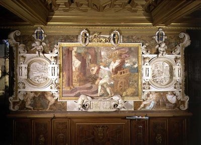 Cleobis y Biton, detalle del esquema decorativo en la Galería de Francisco I de Giovanni Battista Rosso Fiorentino