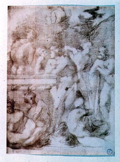 Estudio de hombres desnudos conversando de Giovanni Battista Rosso Fiorentino