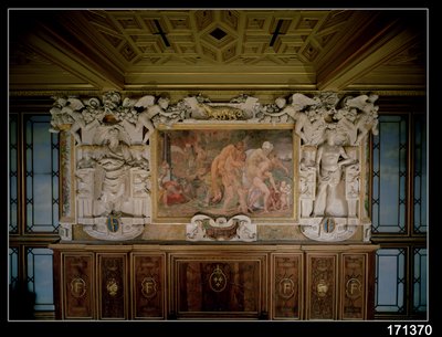El saqueo de Troya o Catania, detalle del esquema decorativo en la Galería de Francisco I (1494-1547) 1535-40 de Giovanni Battista Rosso Fiorentino