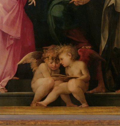 Dos querubines leyendo, (detalle) de Madonna y el Niño con Santos, 1518 de Giovanni Battista Rosso Fiorentino