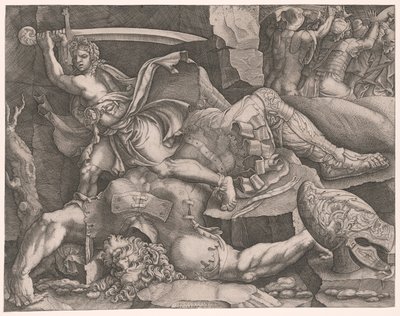 David corta la cabeza a Goliat de Giovanni Battista Scultori