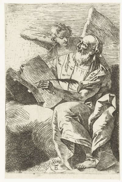 Evangelista Mateo con ángel Cuatro evangelistas (título de la serie) de Giovanni Battista Tiepolo (attributed to)