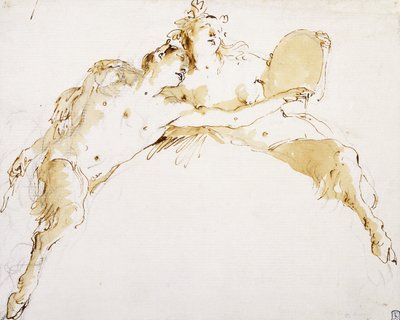 Un fauno, con el brazo izquierdo extendido, y una faunesa sosteniendo un tambor de Giovanni Battista Tiepolo