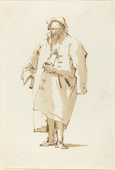 Un oriental de pie con un abrigo de Giovanni Battista Tiepolo