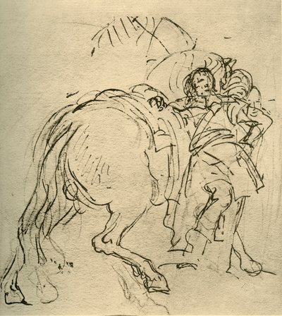 Un jinete apoyado en su caballo, c1740s, 1928 de Giovanni Battista Tiepolo