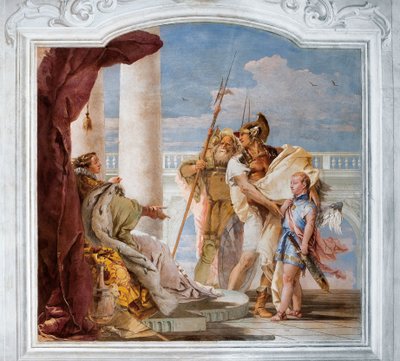 Eneas presenta a Cupido, disfrazado de Ascanio, a Dido, de la Sala de la Eneida en la Palazzina, 1757 de Giovanni Battista Tiepolo