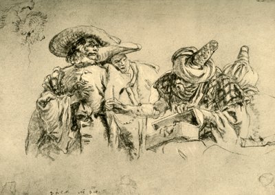 Un comerciante oriental de joyas y dos comerciantes europeos de Giovanni Battista Tiepolo