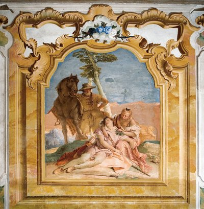 Angélica acudiendo en ayuda del herido Medoro, de la Sala de Orlando Furioso en la Palazzina, 1757 de Giovanni Battista Tiepolo