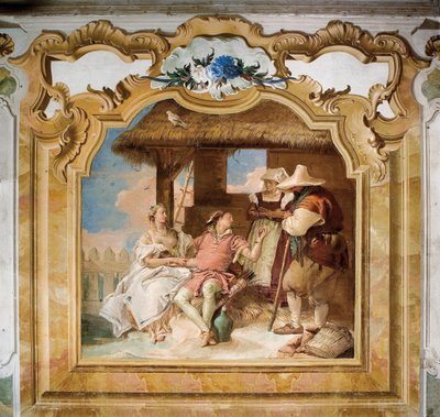 Angélica y Medoro despidiéndose de los campesinos, de la Sala de Orlando Furioso en la Palazzina, 1757 de Giovanni Battista Tiepolo
