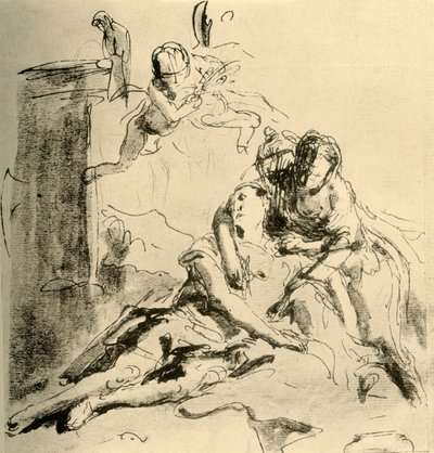 Angélica atiende las heridas de Medor, c1757, 1928 de Giovanni Battista Tiepolo