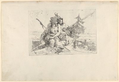 Bacante, Sátiro y Faunesa, de los Scherzi, ca. 1740 de Giovanni Battista Tiepolo