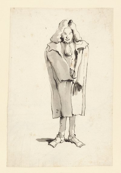 Caricatura de un hombre con abrigo de Giovanni Battista Tiepolo