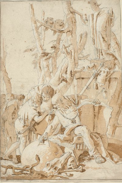 Demócrito y Heráclito se ríen y se lamentan de las locuras del mundo de Giovanni Battista Tiepolo