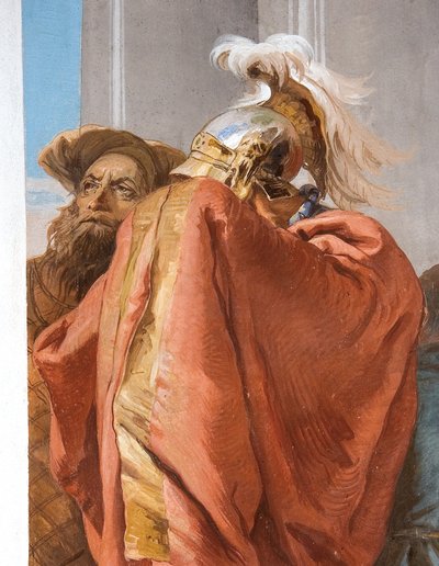(detalle) Agamenón, de El Sacrificio de Ifigenia, del Vestíbulo de Entrada en la Palazzina, 1757 de Giovanni Battista Tiepolo