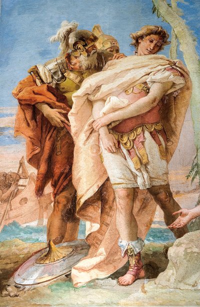 (detalle) Rinaldo, de Rinaldo abandonando a Armida, de la Sala de Jerusalén Liberada en la Palazzina, 1757 de Giovanni Battista Tiepolo