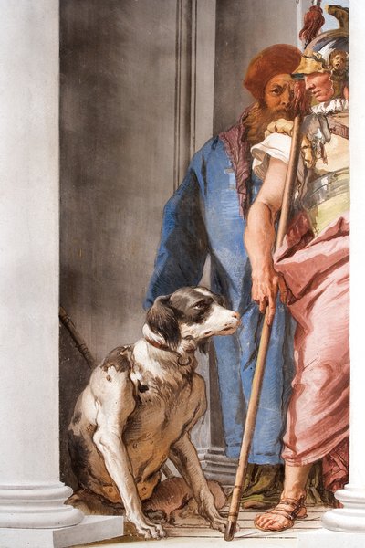 (detalle) La flota griega en Aulis, del Vestíbulo de Entrada en la Palazzina, 1757 de Giovanni Battista Tiepolo