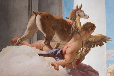 (detalle) La cierva sacrificial de El Sacrificio de Ifigenia, del Vestíbulo de Entrada en la Palazzina, 1757 de Giovanni Battista Tiepolo