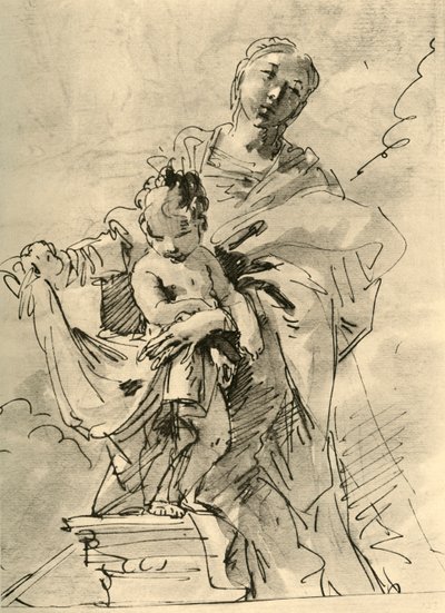 Madonna y el Niño, mediados del siglo XVIII, 1928 de Giovanni Battista Tiepolo