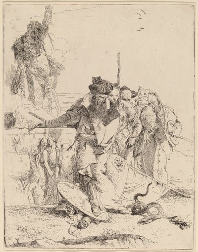 Mago y Otros Observando una Serpiente de Giovanni Battista Tiepolo