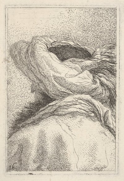 Hombre con Turbante, representado en formato de busto desde atrás en vista de tres cuartos, ca. 1770 de Giovanni Battista Tiepolo