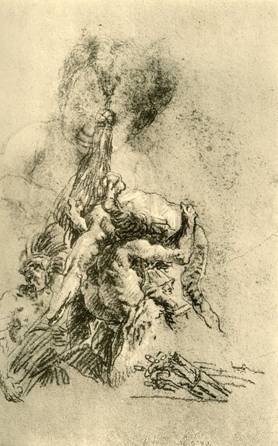 Hombre con un cocodrilo en la espalda, 1752-1753 de Giovanni Battista Tiepolo