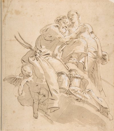 Deidad marina con figura femenina asistente, ca. 1716-1770 de Giovanni Battista Tiepolo