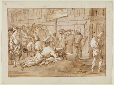 Punchinellos fuera de un circo, c.1800 de Giovanni Battista Tiepolo