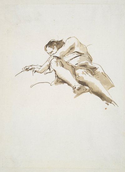 Figura masculina reclinada vista desde abajo de Giovanni Battista Tiepolo