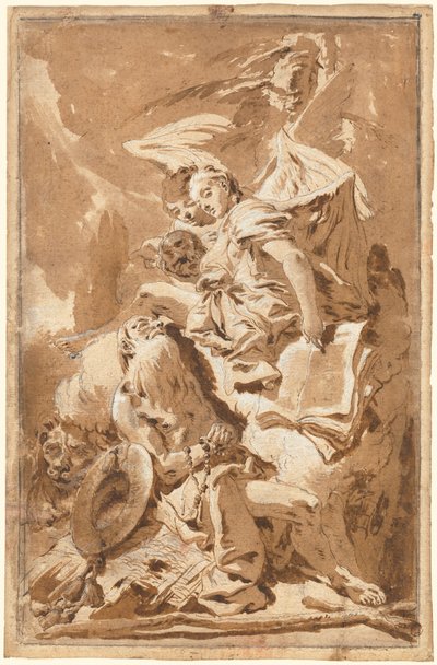San Jerónimo en el desierto escuchando a los ángeles de Giovanni Battista Tiepolo