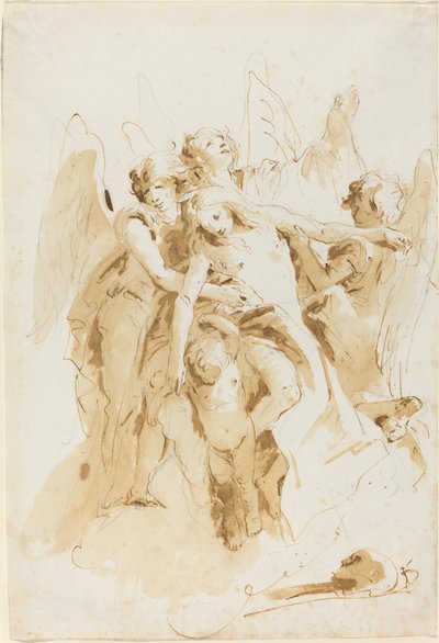 Santa María Magdalena Elevada por Ángeles de Giovanni Battista Tiepolo