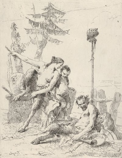 Familia de sátiros Pan y su familia, de los Scherzi de Giovanni Battista Tiepolo
