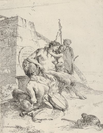 Familia de Sátiros con el Obelisco, de los Scherzi, ca. 1743-50 de Giovanni Battista Tiepolo