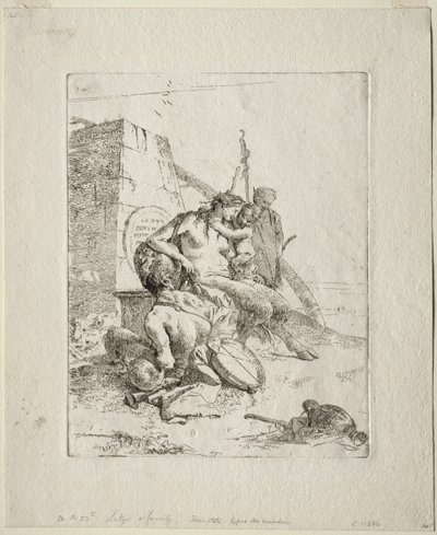 Scherzi di Fantasia: Familia de sátiros con el obelisco de Giovanni Battista Tiepolo