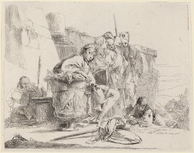 Joven sentado apoyado en una urna de Giovanni Battista Tiepolo