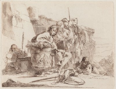 Joven sentado apoyado en una urna de Giovanni Battista Tiepolo