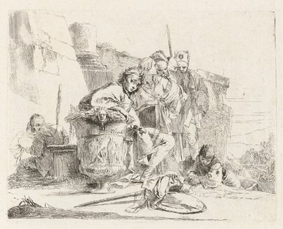 Joven sentado apoyado en una urna, de Vari capricci (Varios Capriccios) de Giovanni Battista Tiepolo