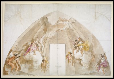 Ángeles cantores y músicos: dibujo preparatorio para el techo de la catedral de Udine de Giovanni Battista Tiepolo