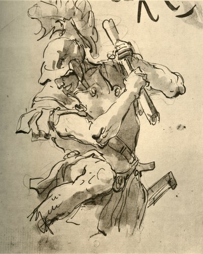 Soldado levantando su brazo para golpear, mediados del siglo XVIII, 1928 de Giovanni Battista Tiepolo
