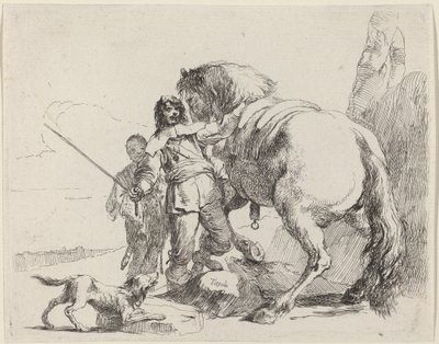Soldado con caballo y asistente de Giovanni Battista Tiepolo