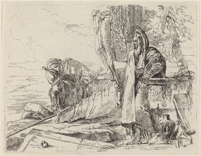 Filósofo de pie y dos figuras más de Giovanni Battista Tiepolo