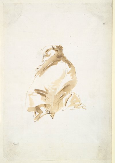 Figura femenina de pie vista desde atrás y desde abajo de Giovanni Battista Tiepolo