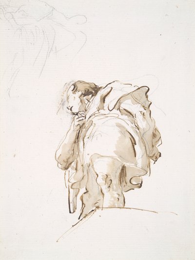 Figura masculina de pie vista oblicuamente desde abajo de Giovanni Battista Tiepolo