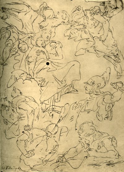 Estudios para una Madonna con niño y ángeles, mediados del siglo XVIII, 1928 de Giovanni Battista Tiepolo