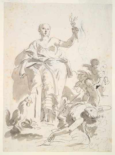 Estudio para el fresco Industria que triunfa sobre la ociosidad, en la Villa Lochi al Biron de Giovanni Battista Tiepolo