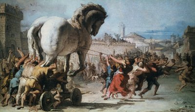 La procesión del caballo de Troya en Troya, c1760 de Giovanni Battista Tiepolo